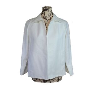 Talbots Petites 100% Irish Linen Womens Size PS Open Front Jacket White NWT